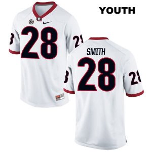 Youth Georgia Bulldogs NCAA #28 KJ Smith Nike Stitched White Authentic College Football Jersey OYU5654YK